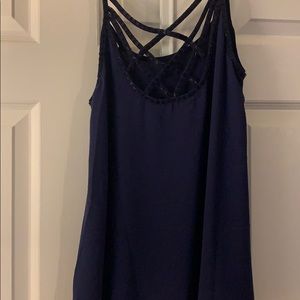Royal blue tank with sequin neckline